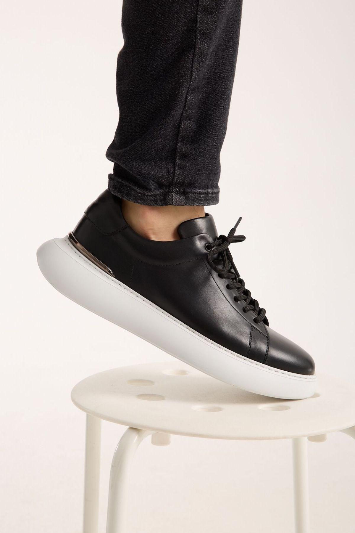 Erkek Deri Eva Tabanlı Bağcıklı Günlük Sneaker — Siyah · görsel 5