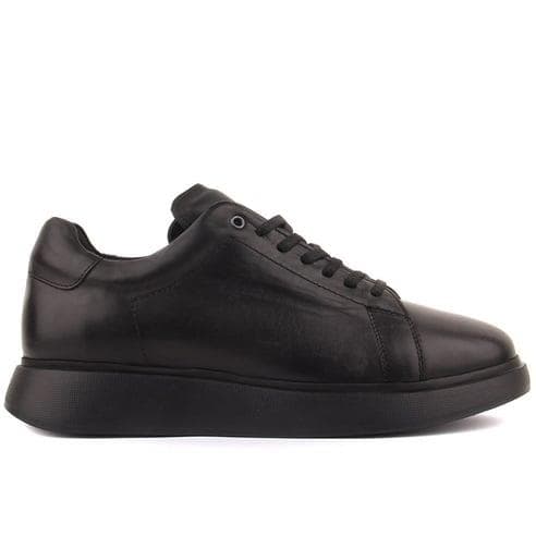 Erkek Deri Bağcıklı Günlük Sneaker — Siyah · görsel 2