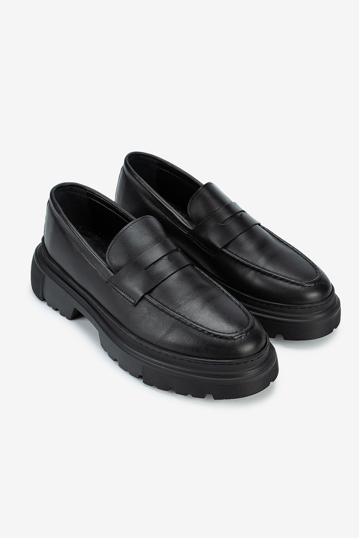 Erkek Deri Eva Tabanlı Bantlı Klasik Loafer — Siyah · görsel 2