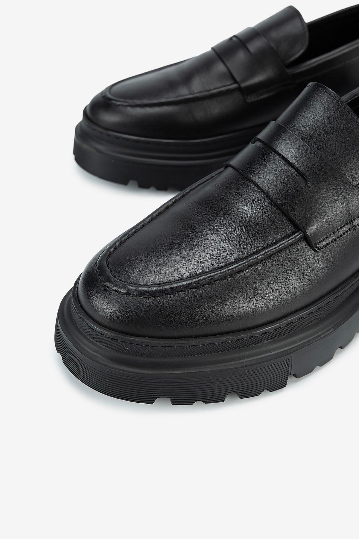 Erkek Deri Eva Tabanlı Bantlı Klasik Loafer — Siyah · görsel 3