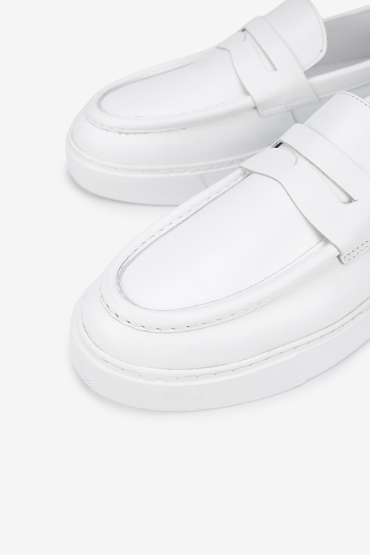 Erkek Deri Eva Tabanlı Bantlı Günlük Loafer — Beyaz · görsel 3