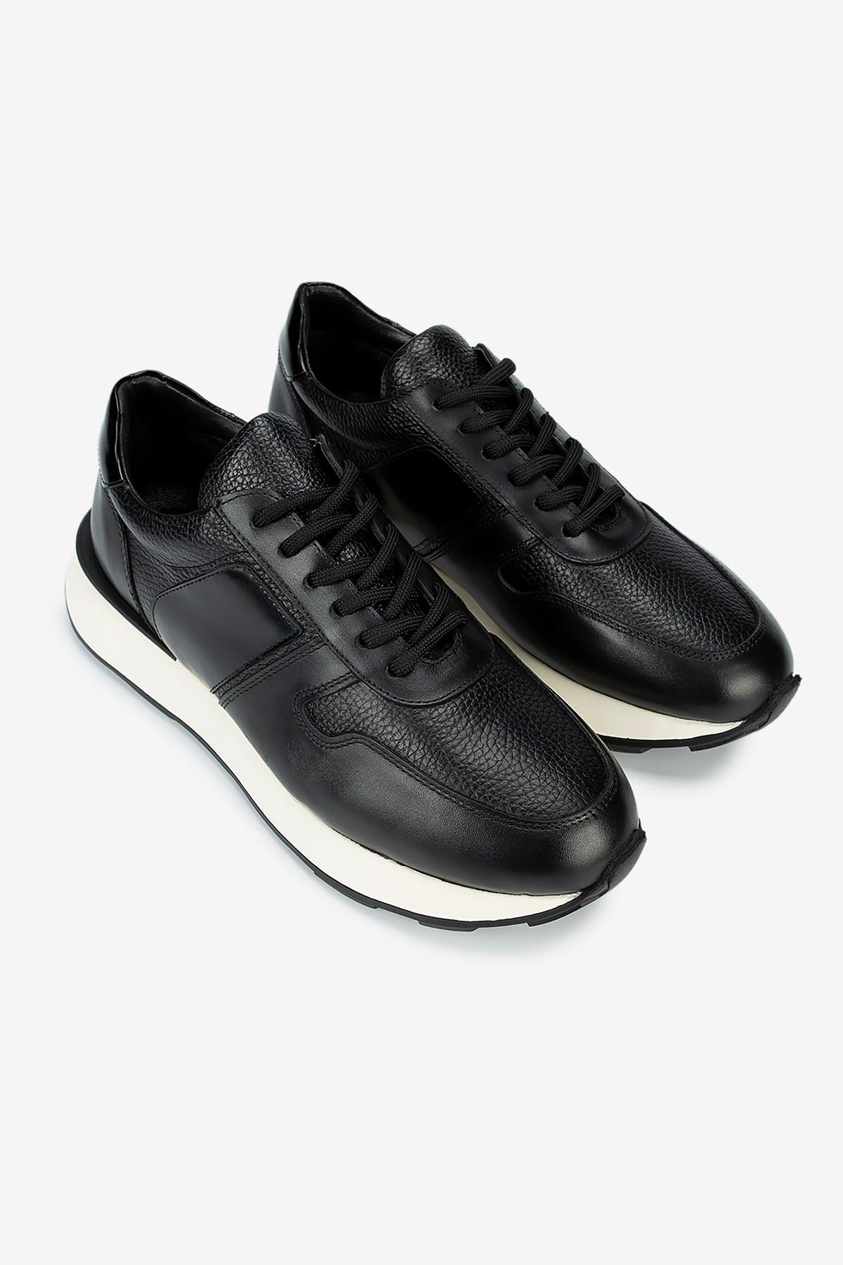 Erkek Deri Eva Tabanlı Retro Sneaker — Siyah · görsel 2