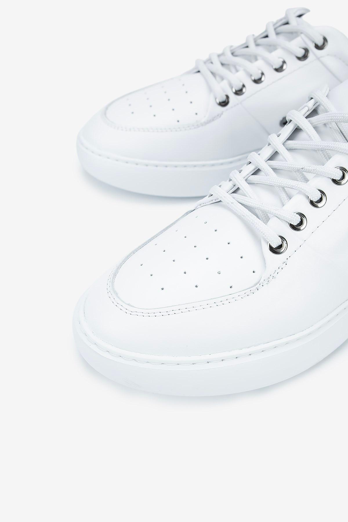 Erkek Deri Eva Tabanlı Metalik Detaylı Sneaker — Beyaz · görsel 3