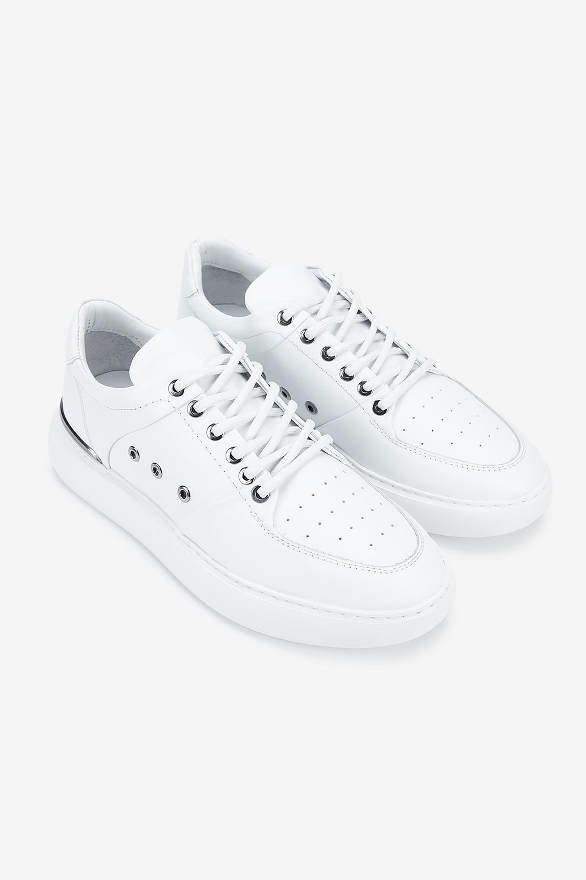 Erkek Deri Eva Tabanlı Metalik Detaylı Sneaker — Beyaz · görsel 2