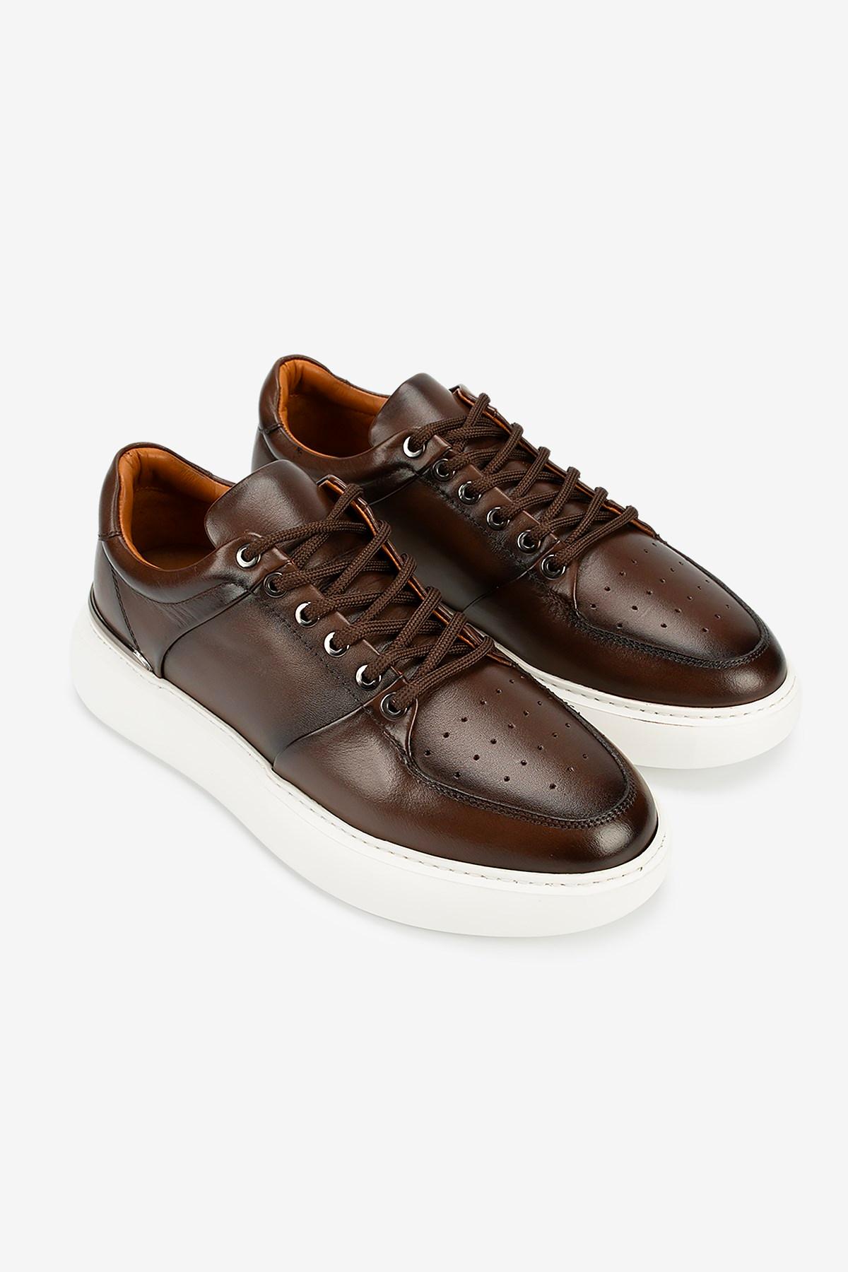 Erkek Deri Eva Tabanlı Metalik Detaylı Sneaker — Kahverengi · görsel 4