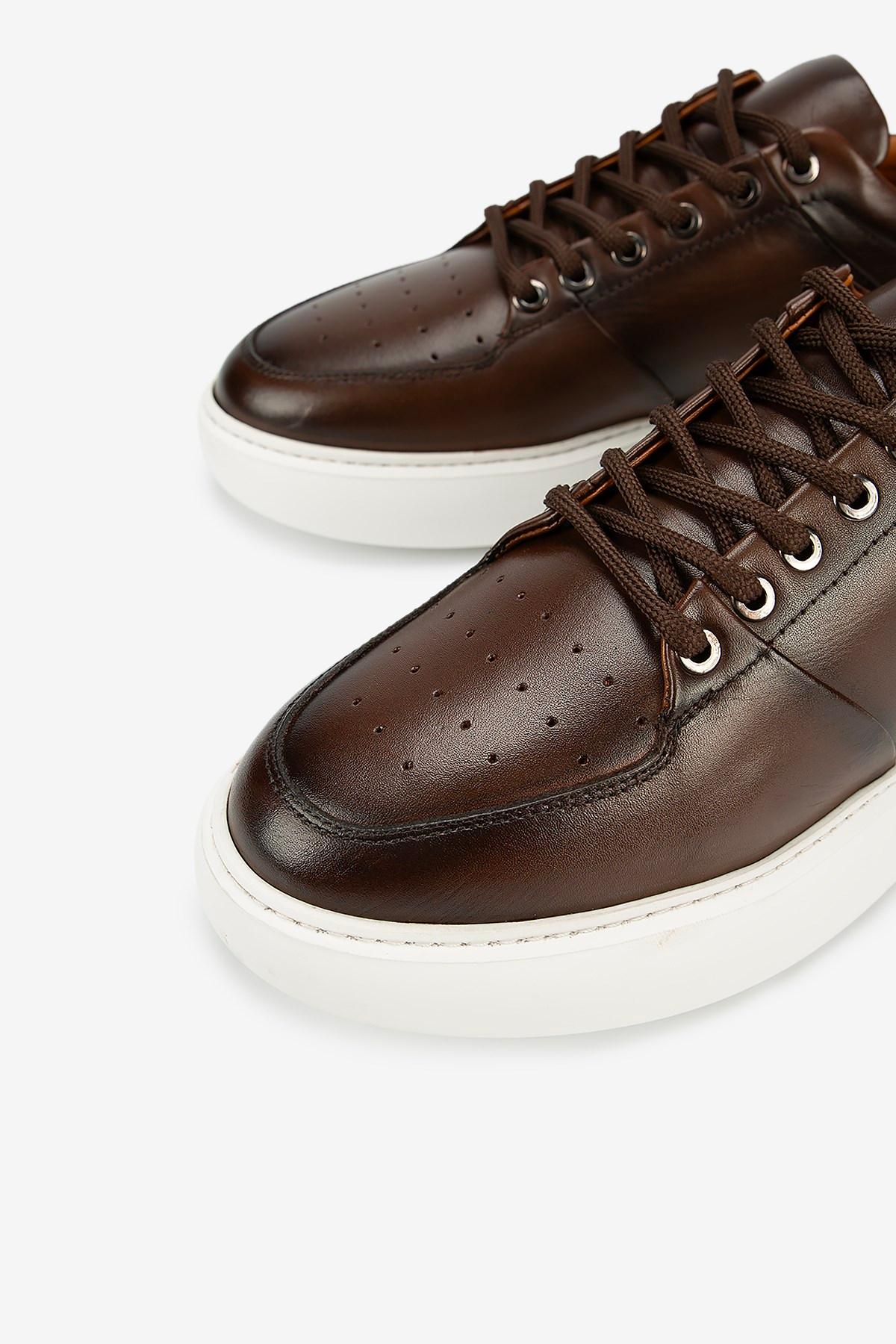 Erkek Deri Eva Tabanlı Metalik Detaylı Sneaker — Kahverengi · görsel 5