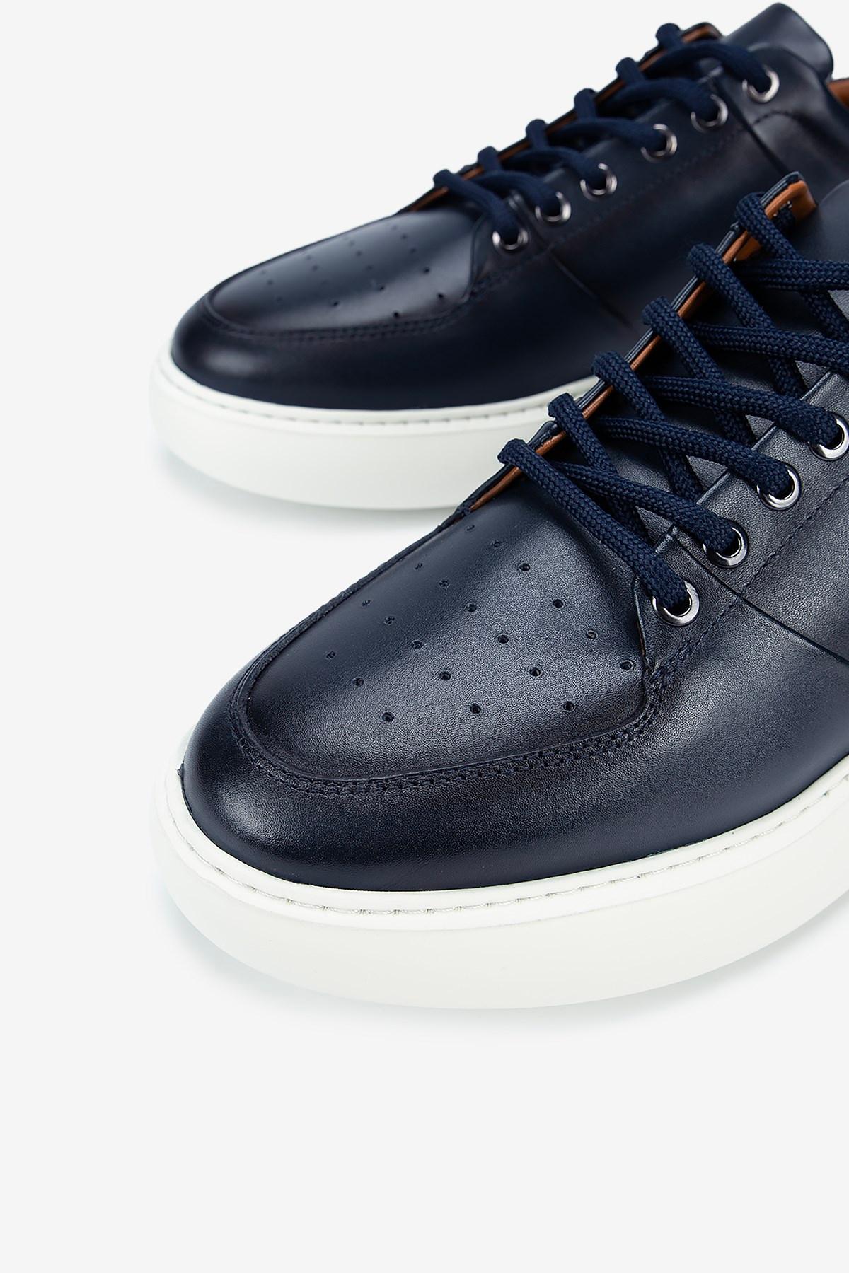 Erkek Deri Eva Tabanlı Metalik Detaylı Sneaker — Lacivert · görsel 3