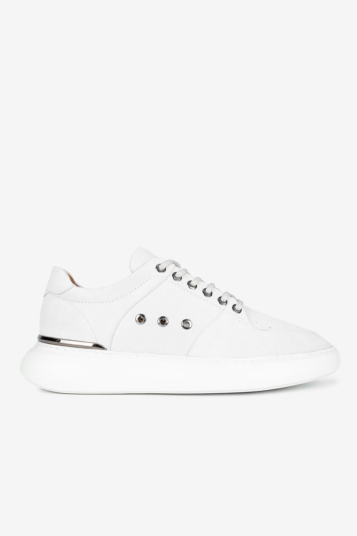 Erkek Süet Eva Tabanlı Metalik Detaylı Sneaker – Latte