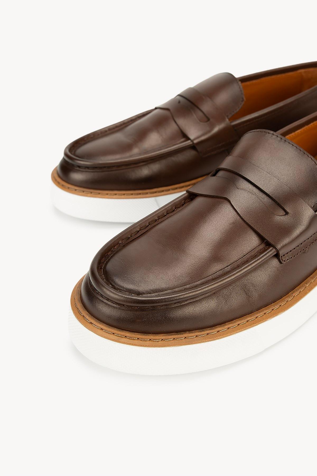 Erkek Deri Penny Günlük Loafer — Kahverengi · görsel 3