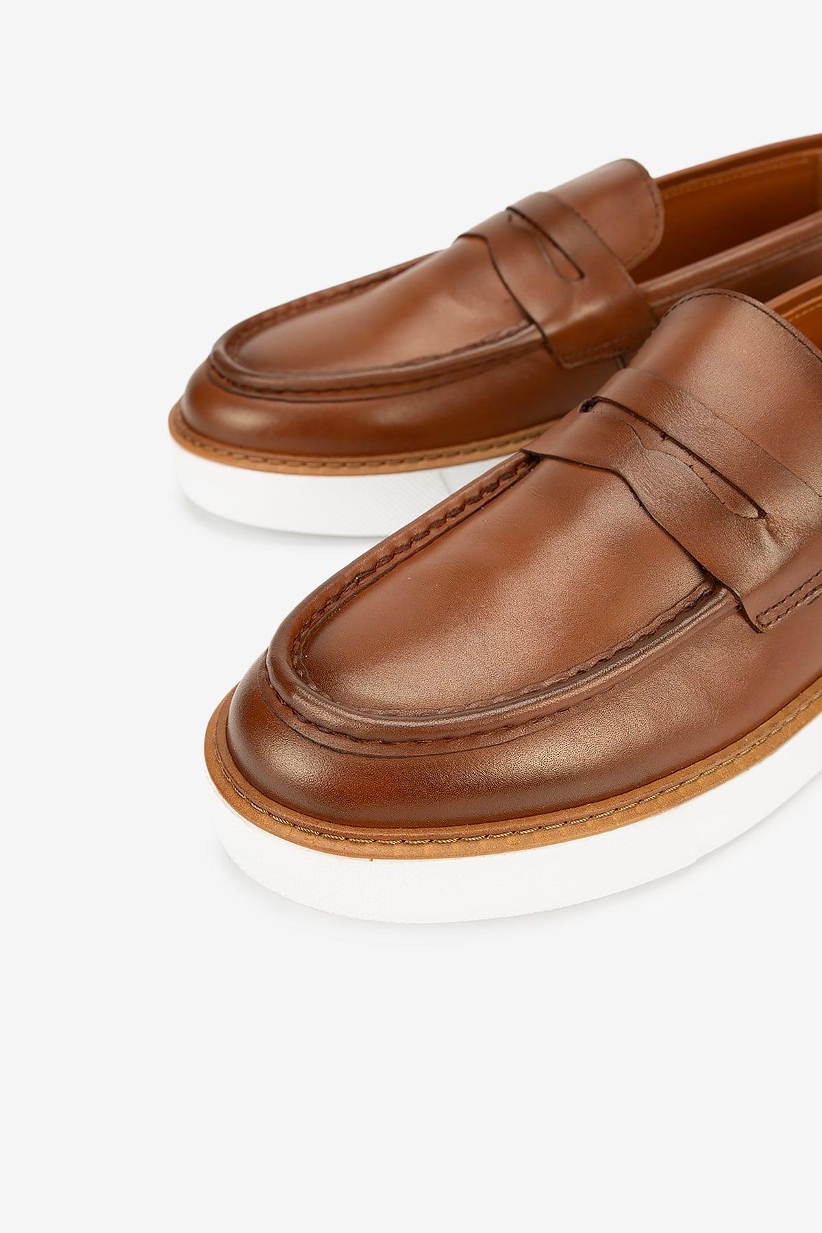 Erkek Deri Penny Günlük Loafer — Koyu Taba · görsel 3