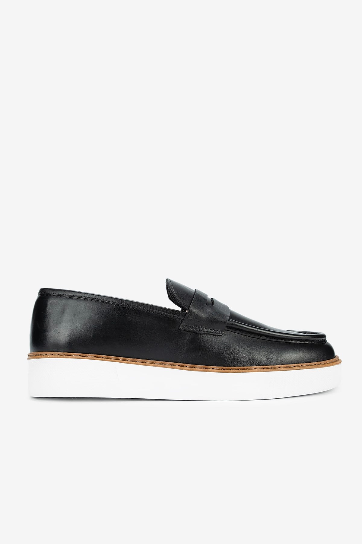 Erkek Deri Penny Günlük Loafer — Siyah