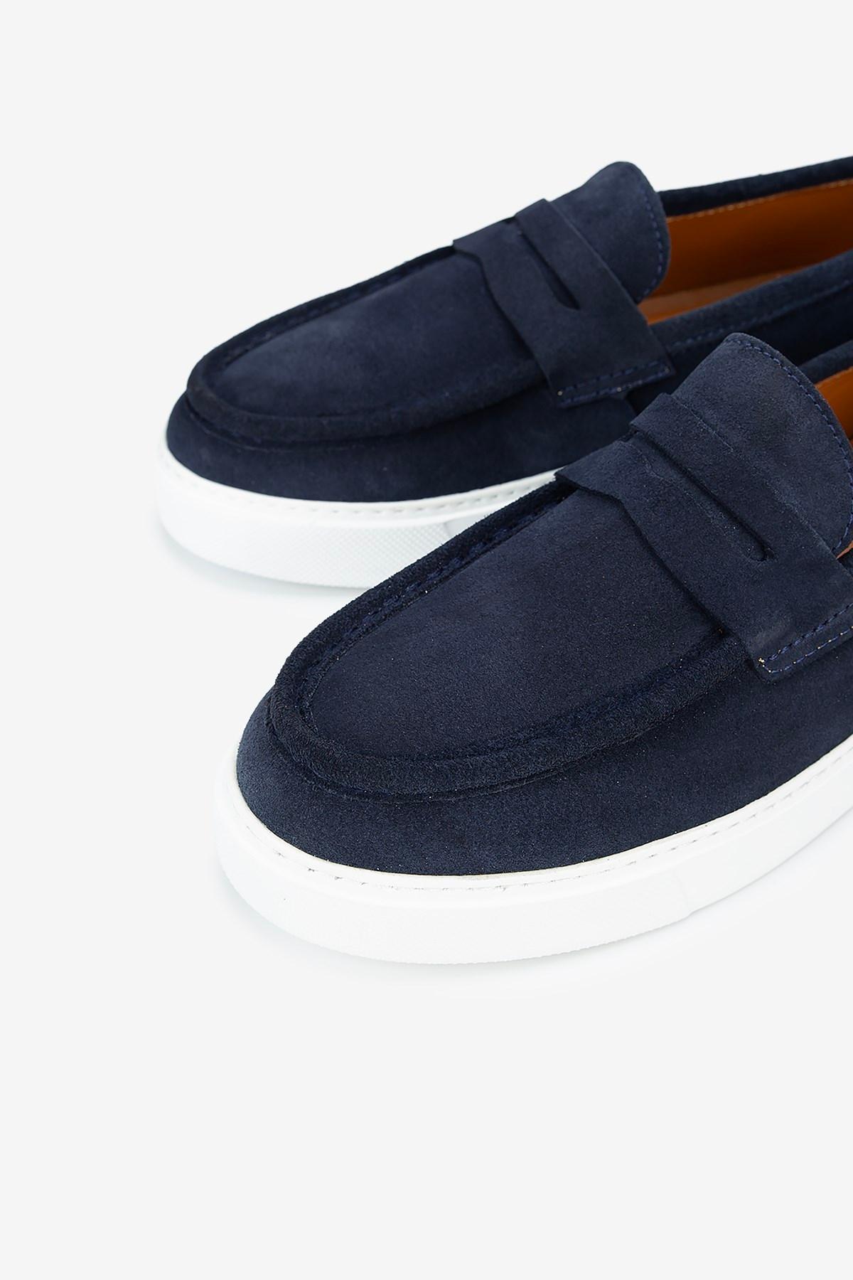Erkek Süet Eva Tabanlı Bantlı Günlük Loafer — Lacivert · görsel 3