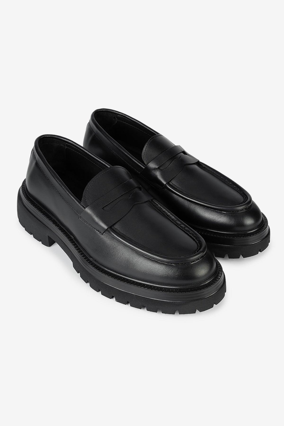 Erkek Deri Eva Tabanlı Bantlı Klasik Loafer — Siyah · görsel 2