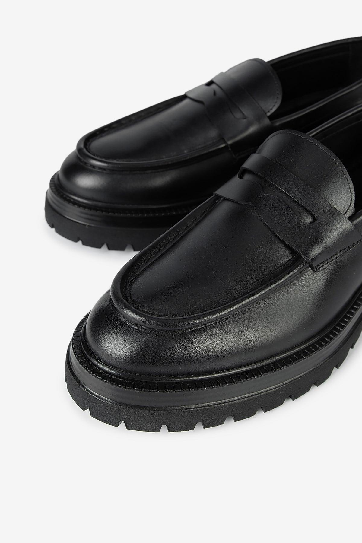 Erkek Deri Eva Tabanlı Bantlı Klasik Loafer — Siyah · görsel 3