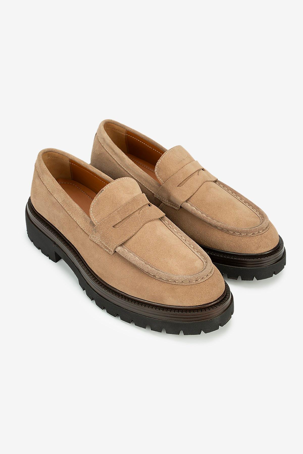 Erkek Süet Eva Tabanlı Bantlı Klasik Loafer — Bej · görsel 2