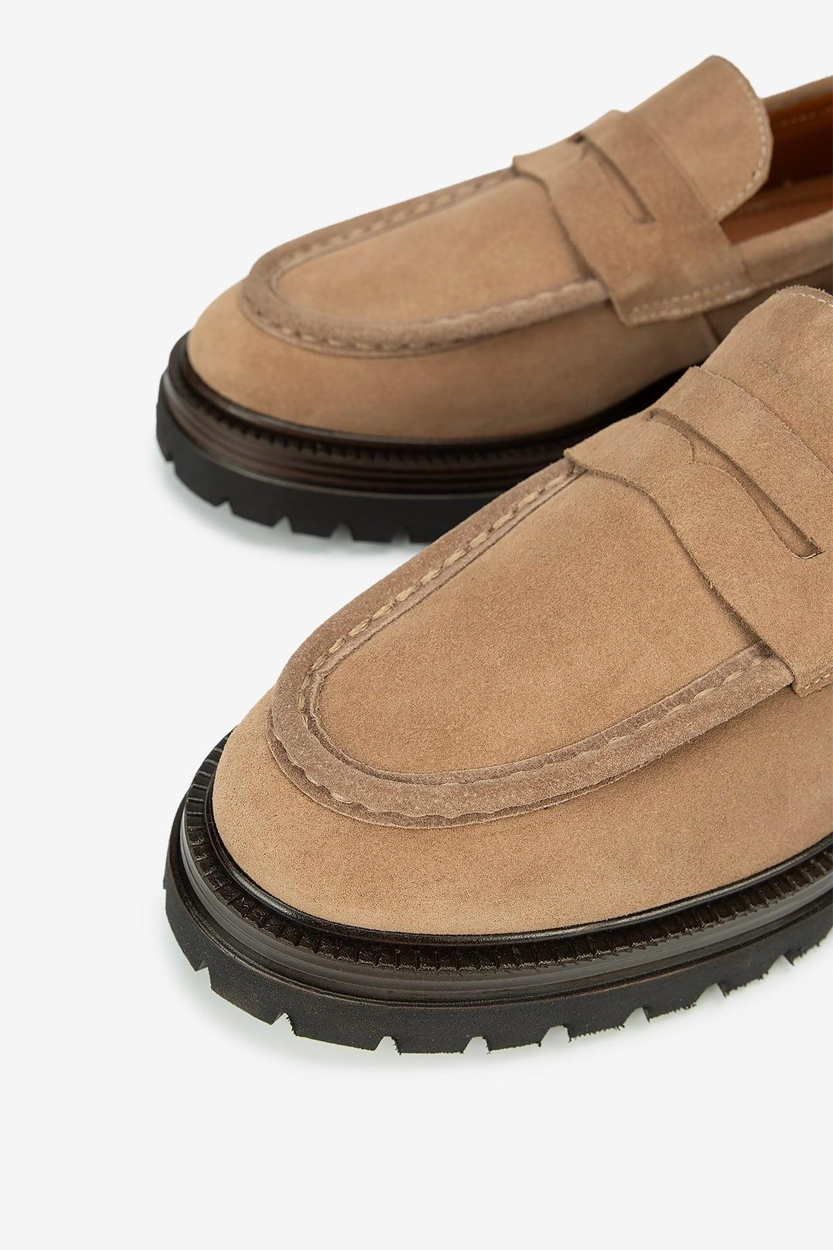 Erkek Süet Eva Tabanlı Bantlı Klasik Loafer — Bej · görsel 3