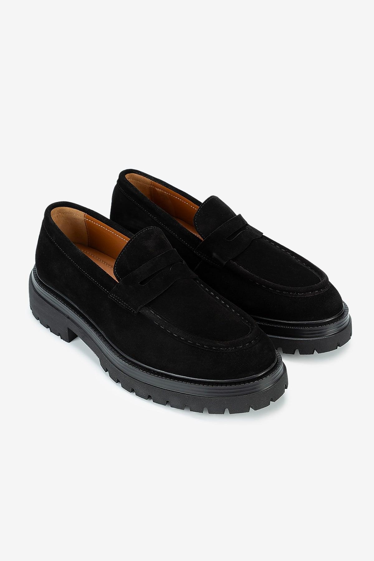 Erkek Süet Eva Tabanlı Bantlı Klasik Loafer — Siyah · görsel 2