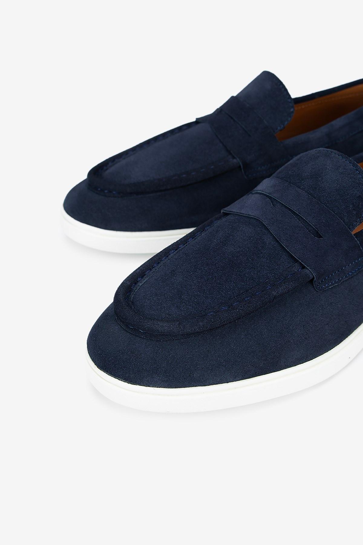 Erkek Süet Eva Tabanlı Bantlı Günlük Loafer — Lacivert · görsel 3