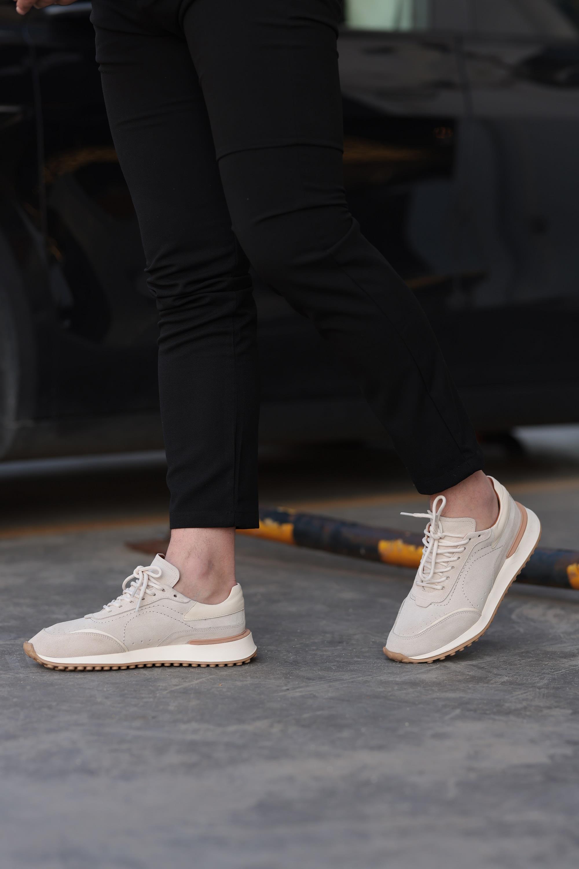 Erkek Süet Bağcıklı Günlük Sneaker — Bej · görsel 4