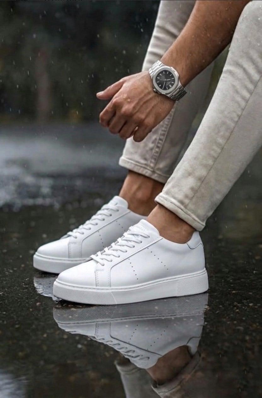 Erkek Deri Bağcıklı Günlük Sneaker — Beyaz · görsel 5