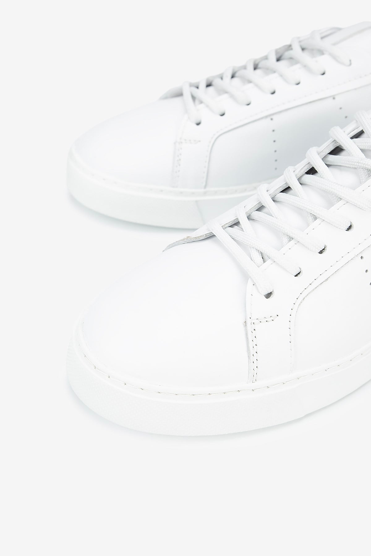 Erkek Deri Bağcıklı Günlük Sneaker — Beyaz · görsel 3