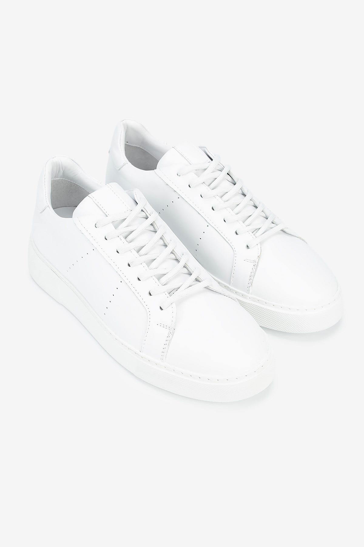 Erkek Deri Bağcıklı Günlük Sneaker — Beyaz · görsel 2