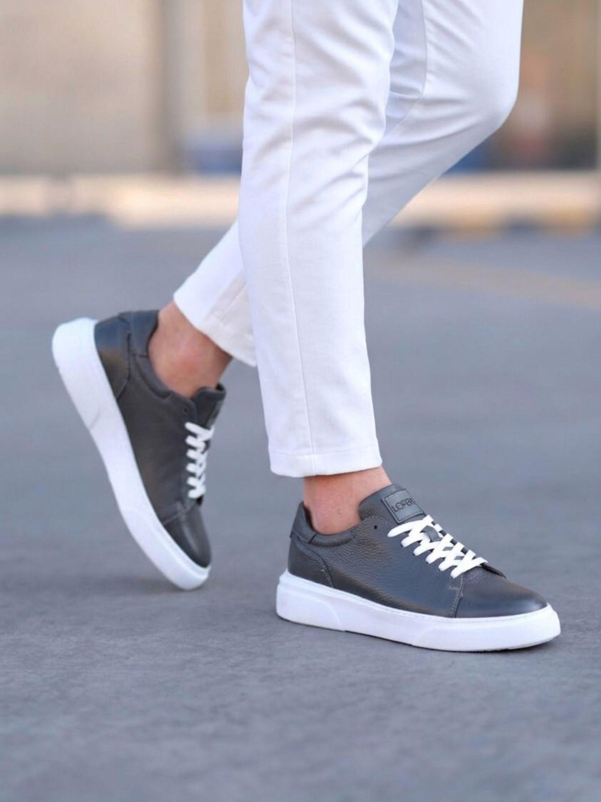 Erkek Floter Deri Bağcıklı Günlük Sneaker — Gri · görsel 2