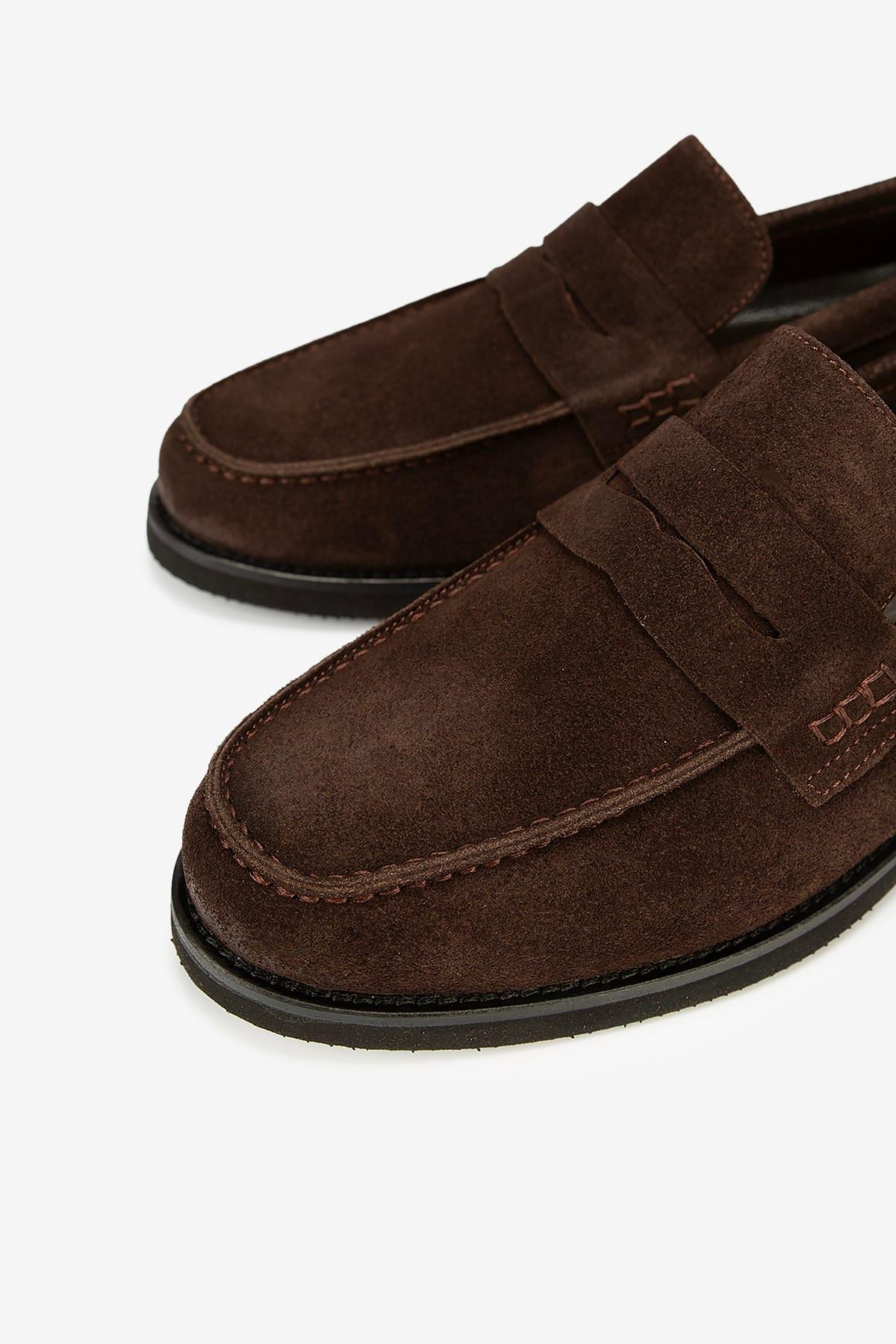 Erkek Süet Eva Tabanlı Bantlı Klasik Loafer — Kahverengi · görsel 3