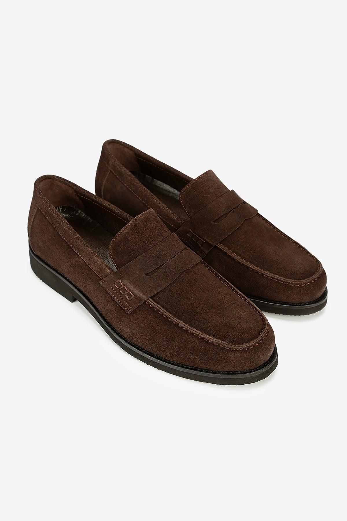 Erkek Süet Eva Tabanlı Bantlı Klasik Loafer — Kahverengi · görsel 2