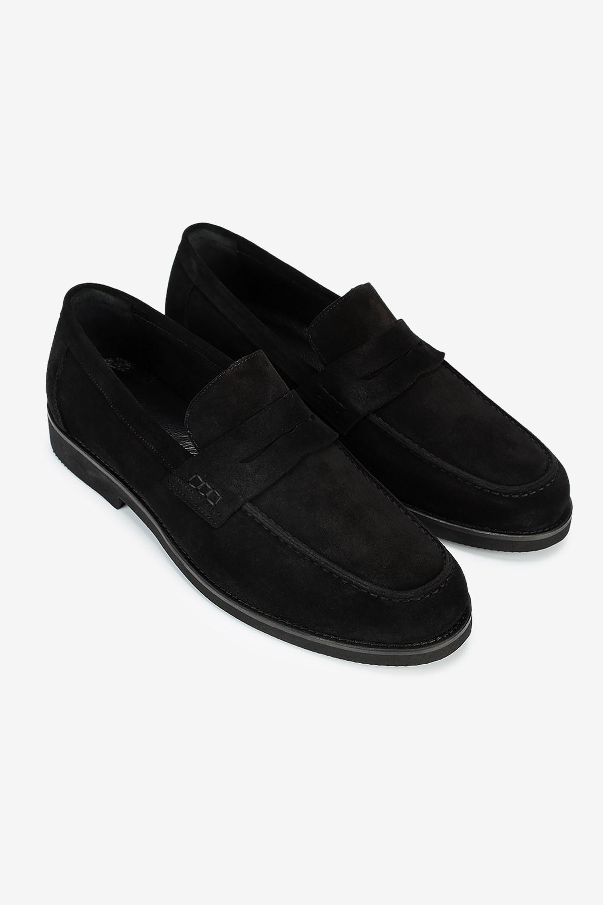 Erkek Süet Eva Tabanlı Bantlı Klasik Loafer — Siyah · görsel 2