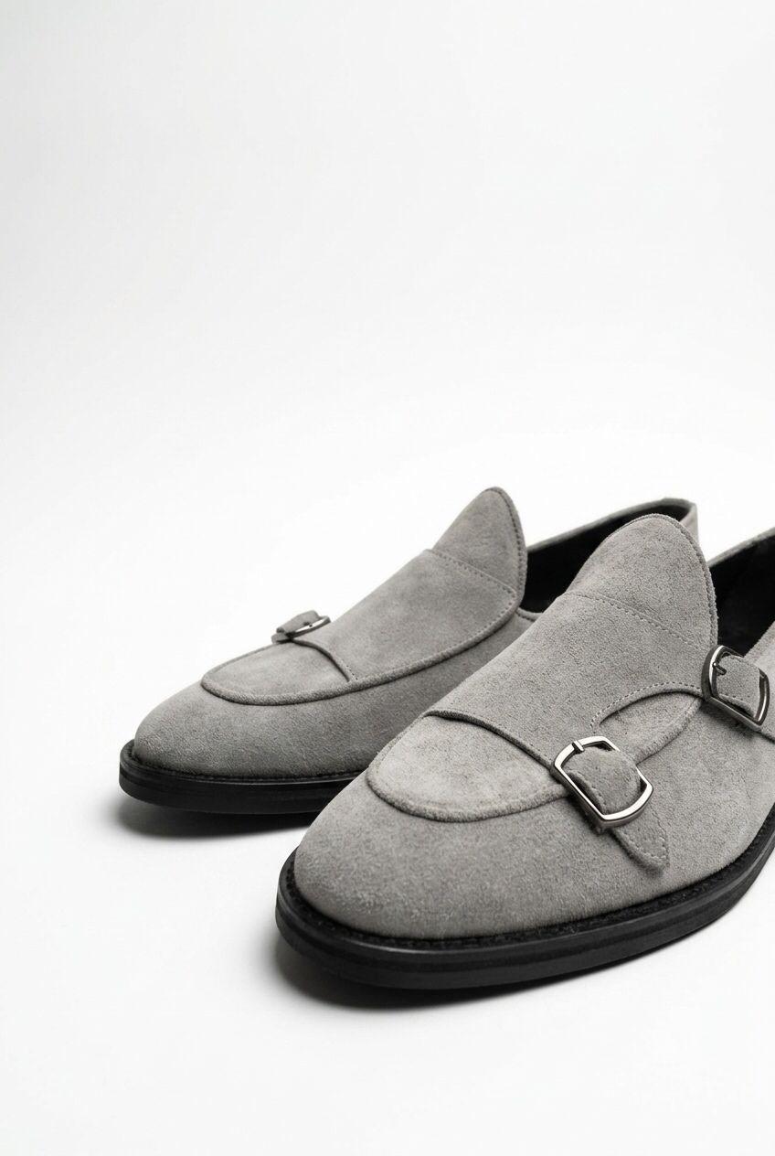 Erkek Süet Eva Tabanlı Tokalı Klasik Loafer — Gri · görsel 3