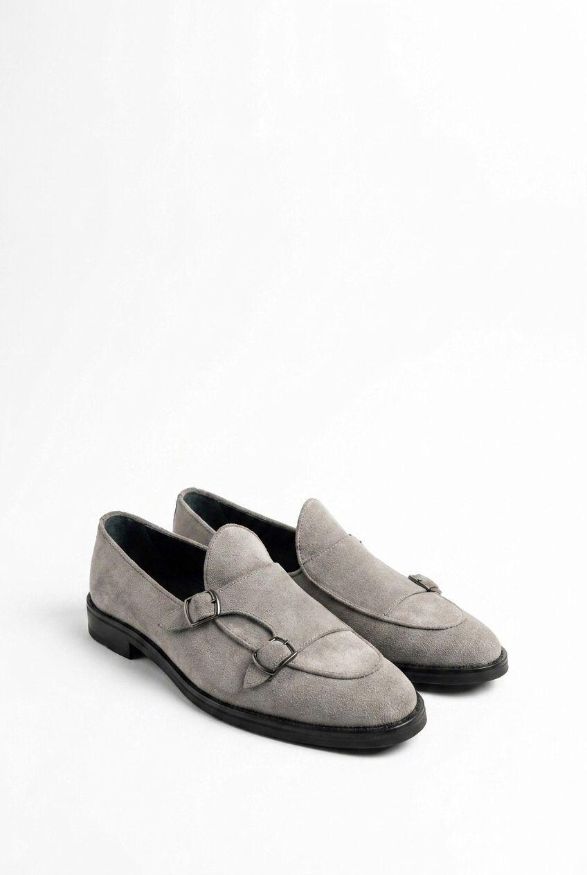 Erkek Süet Eva Tabanlı Tokalı Klasik Loafer — Gri · görsel 2
