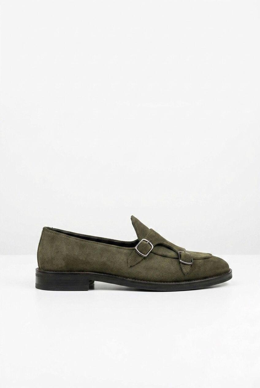 Erkek Süet Tokalı Klasik Loafer — Haki