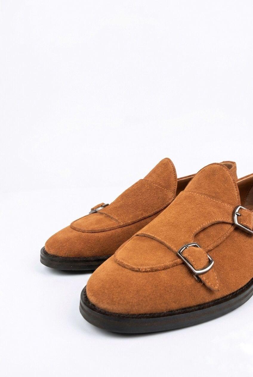 Erkek Süet Eva Tabanlı Bantlı Klasik Loafer — Taba · görsel 3