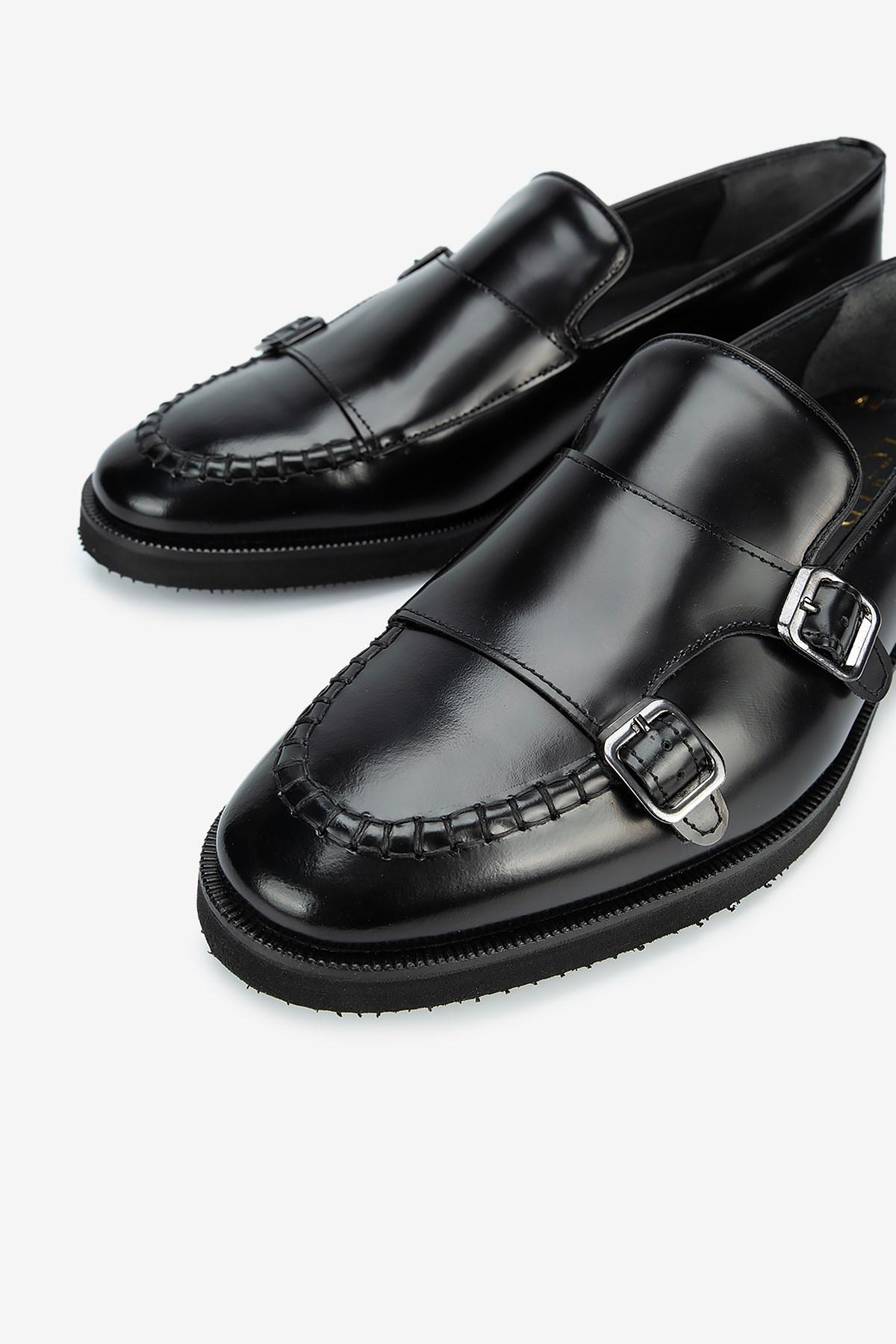 Erkek Açma Deri Eva Tabanlı Tokalı Klasik Loafer — Siyah · görsel 3