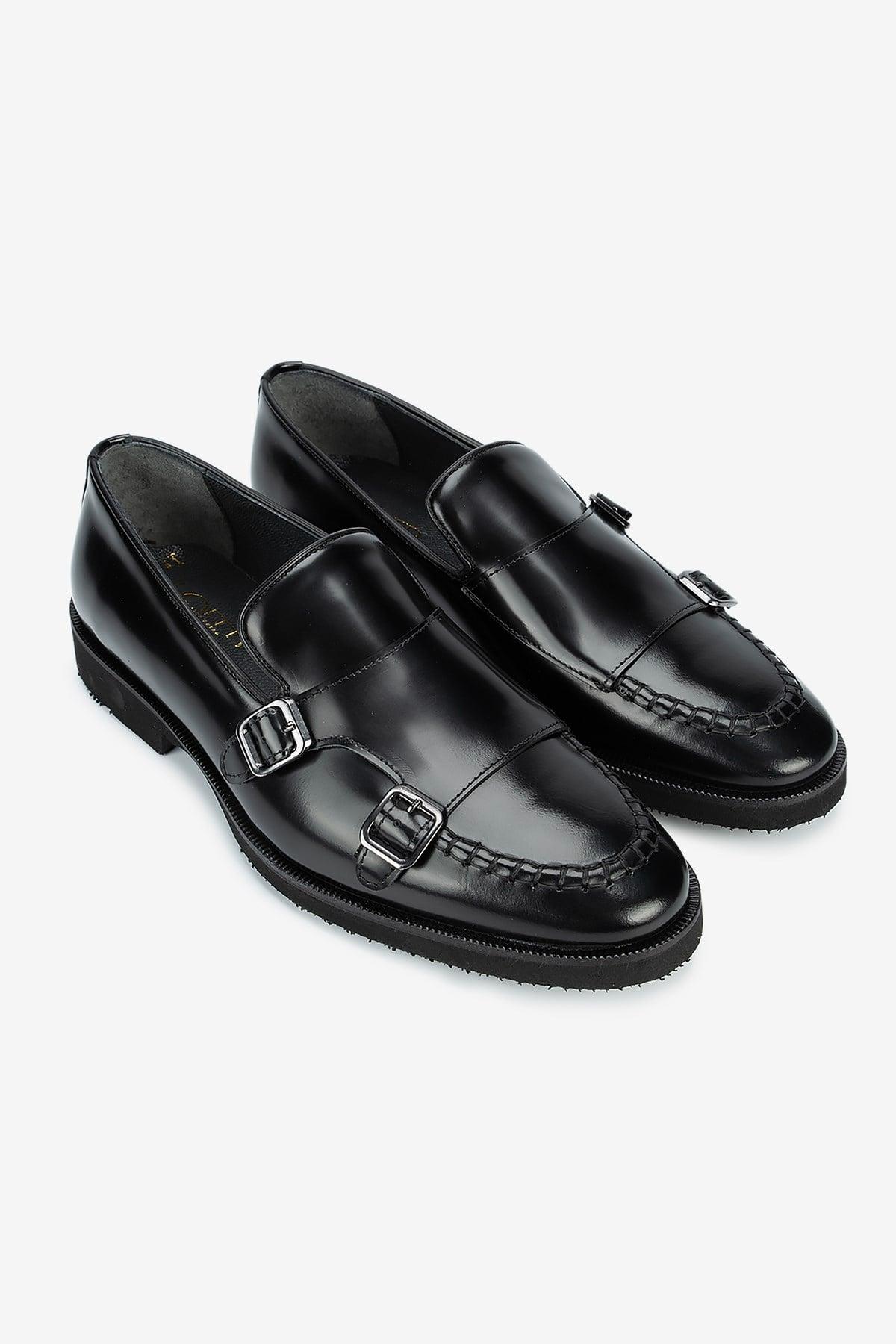 Erkek Açma Deri Eva Tabanlı Tokalı Klasik Loafer — Siyah · görsel 2