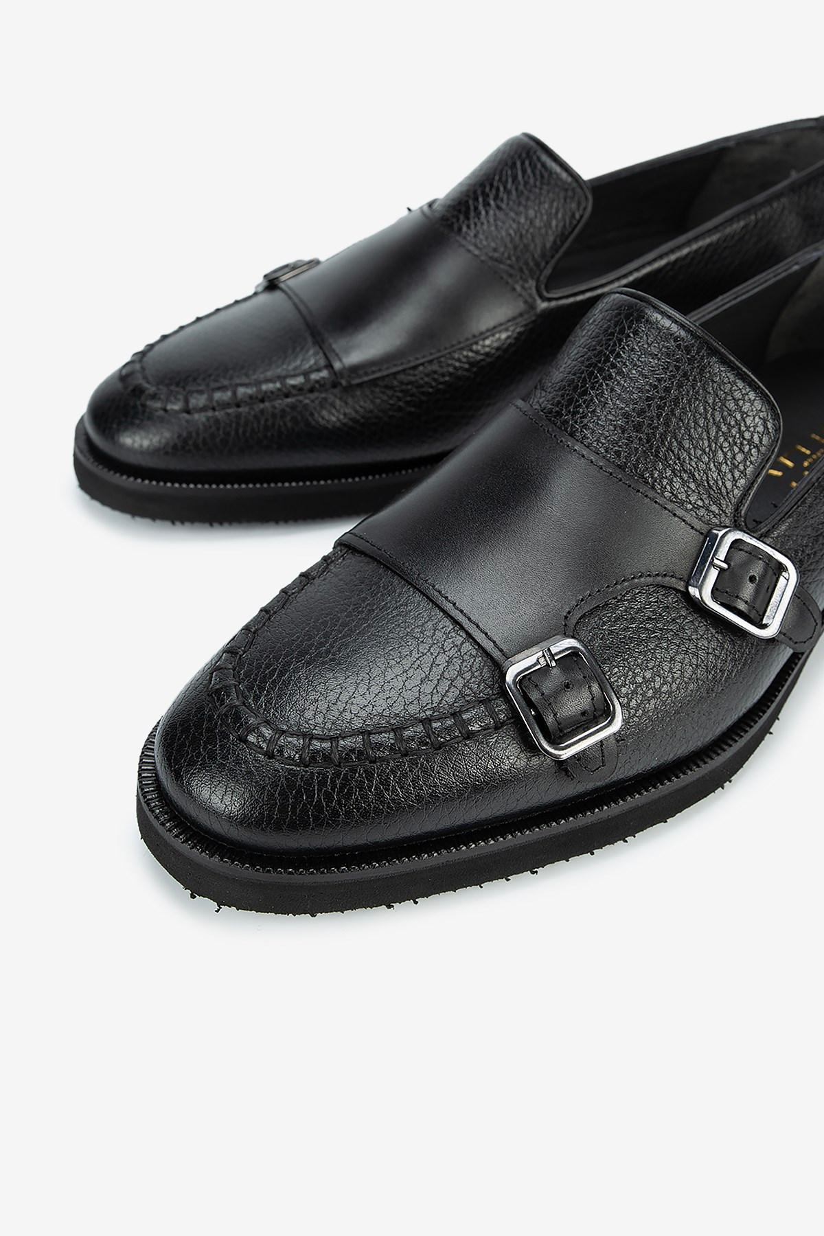Erkek Floter Deri Eva Tabanlı Tokalı Klasik Loafer — Siyah · görsel 3