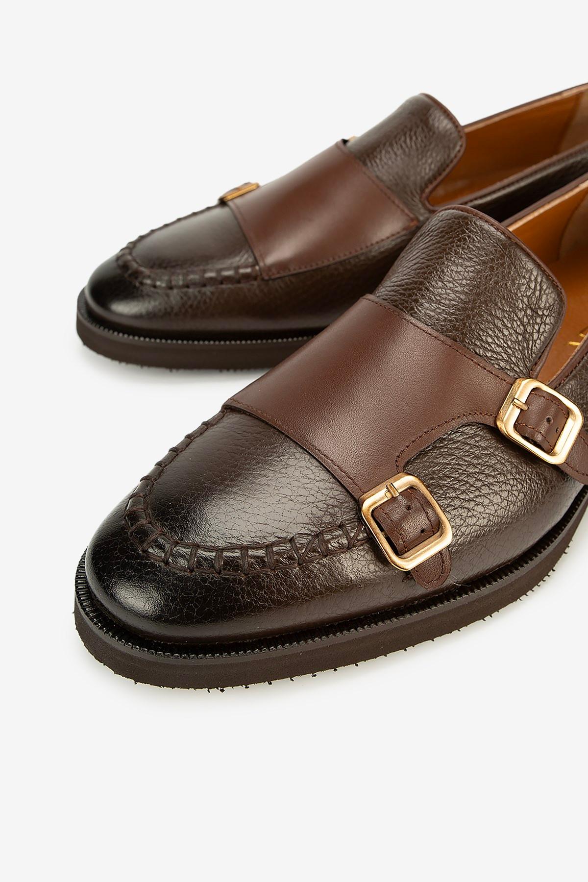 Erkek Floter Deri Eva Tabanlı Tokalı Klasik Loafer — Kahverengi · görsel 3