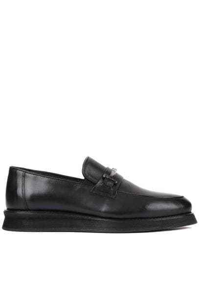 Erkek Deri Eva Tabanlı Tokalı Klasik Loafer — Siyah