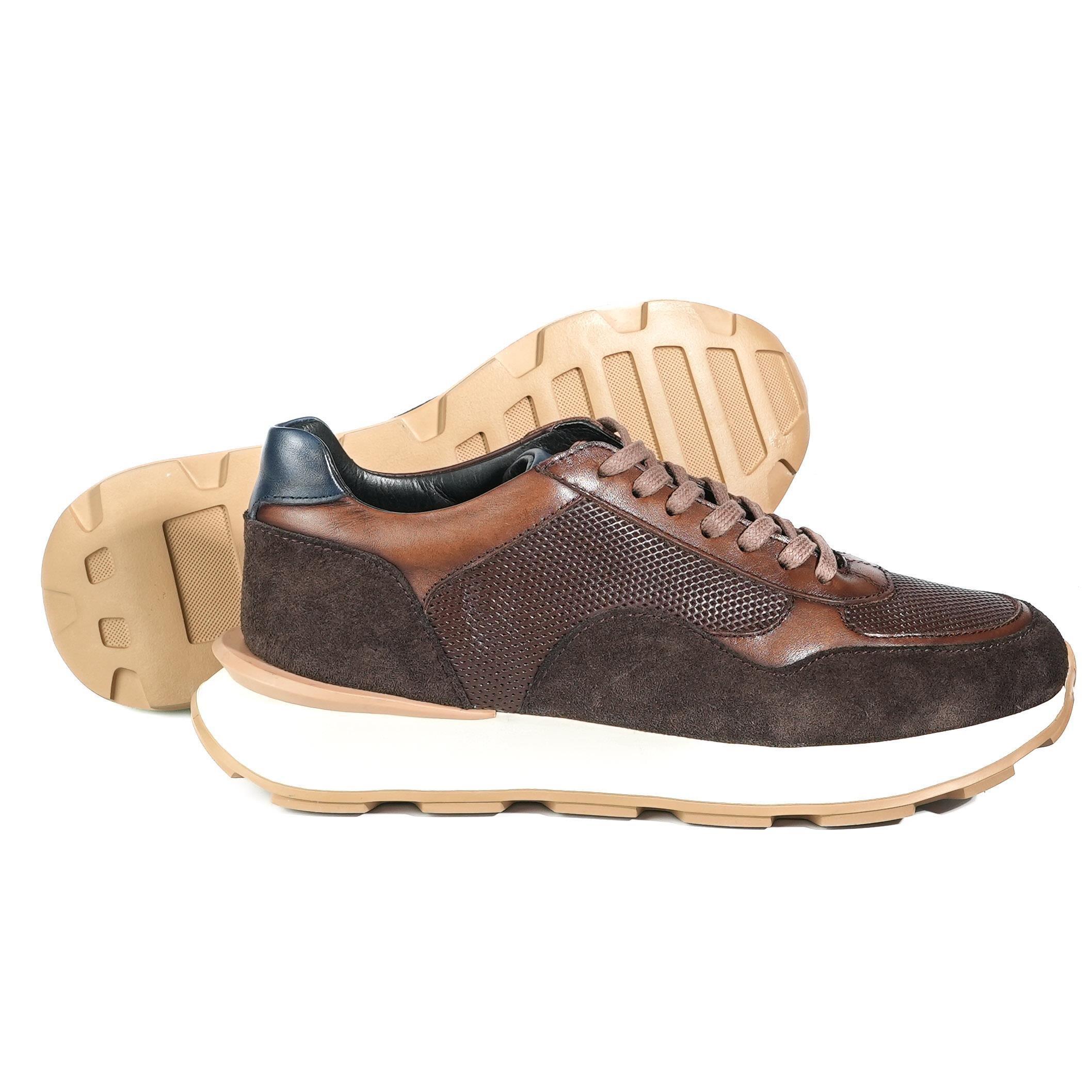 Erkek Deri Retro Sneaker — Kahverengi · görsel 2
