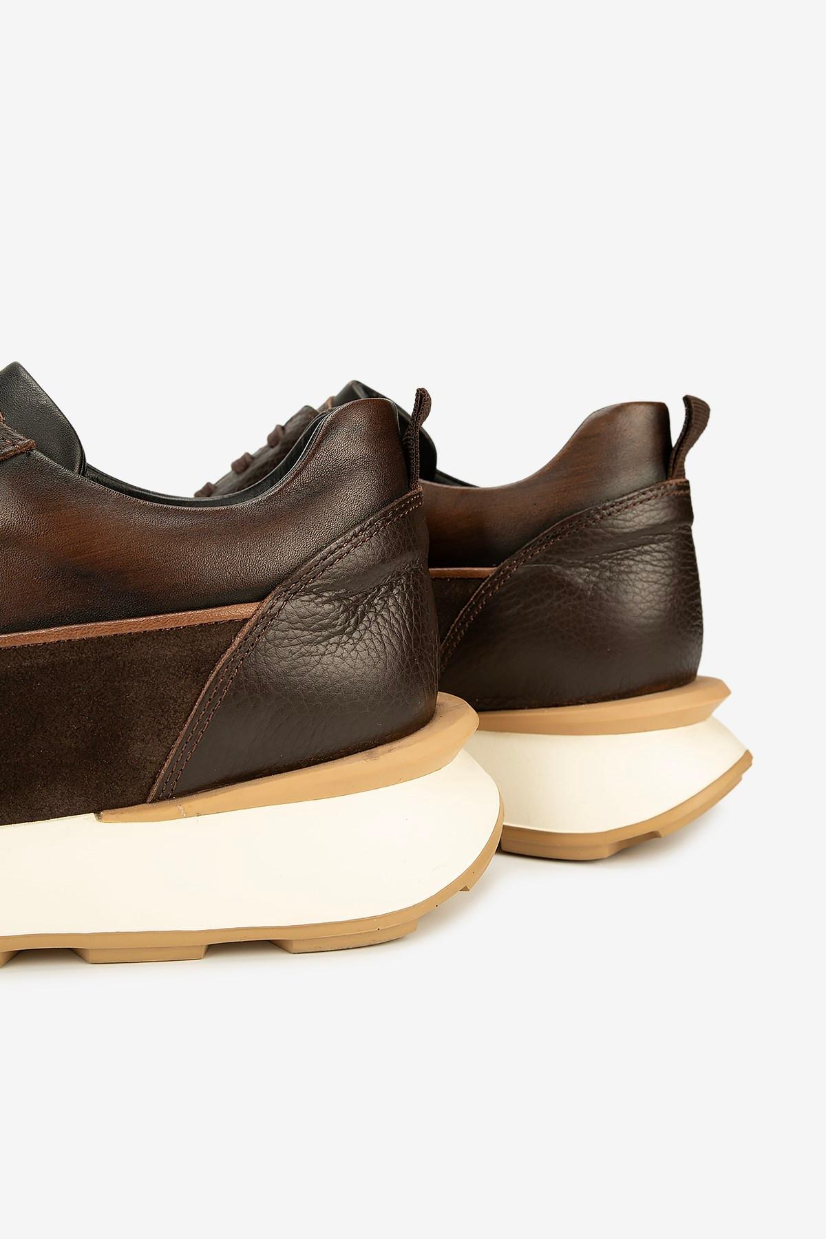 Erkek Süet Retro Sneaker — Kahverengi · görsel 4