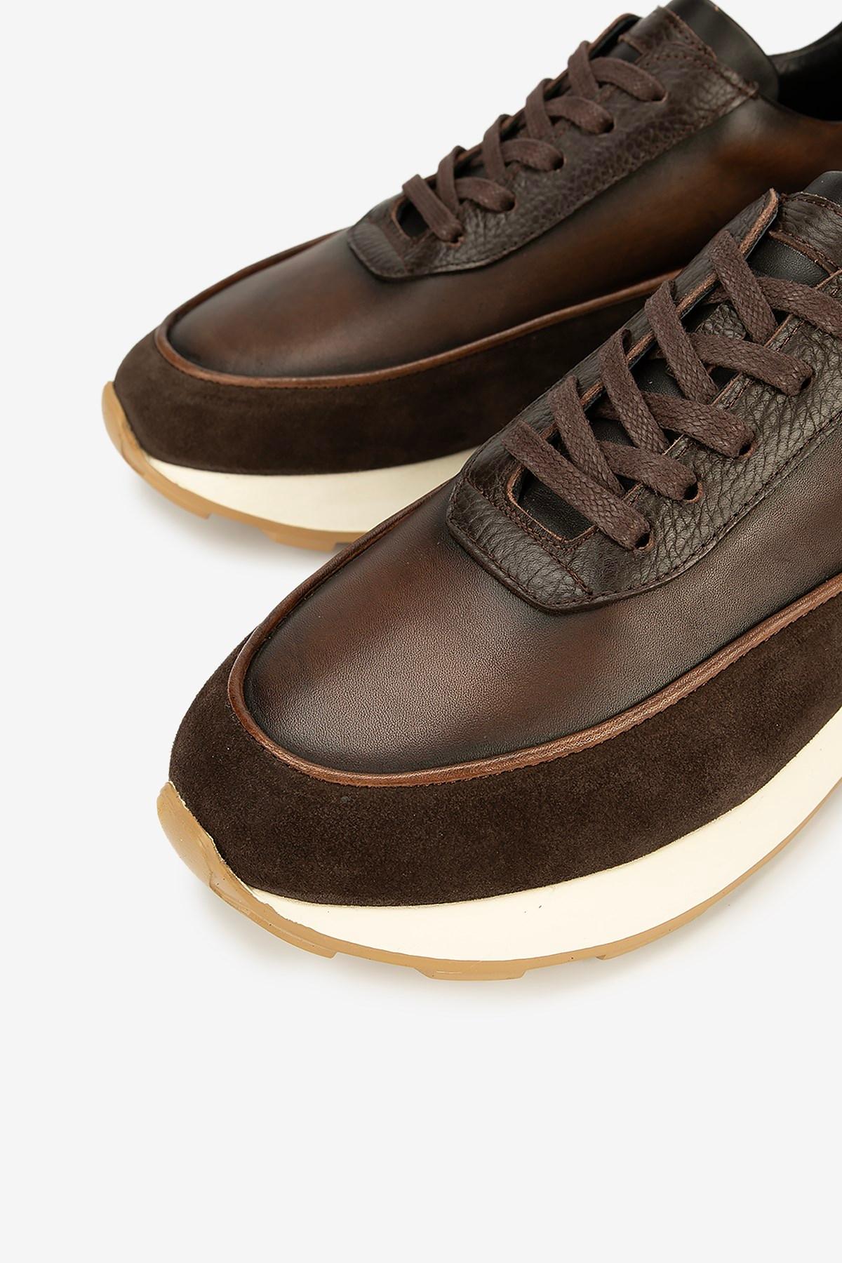 Erkek Süet Retro Sneaker — Kahverengi · görsel 3