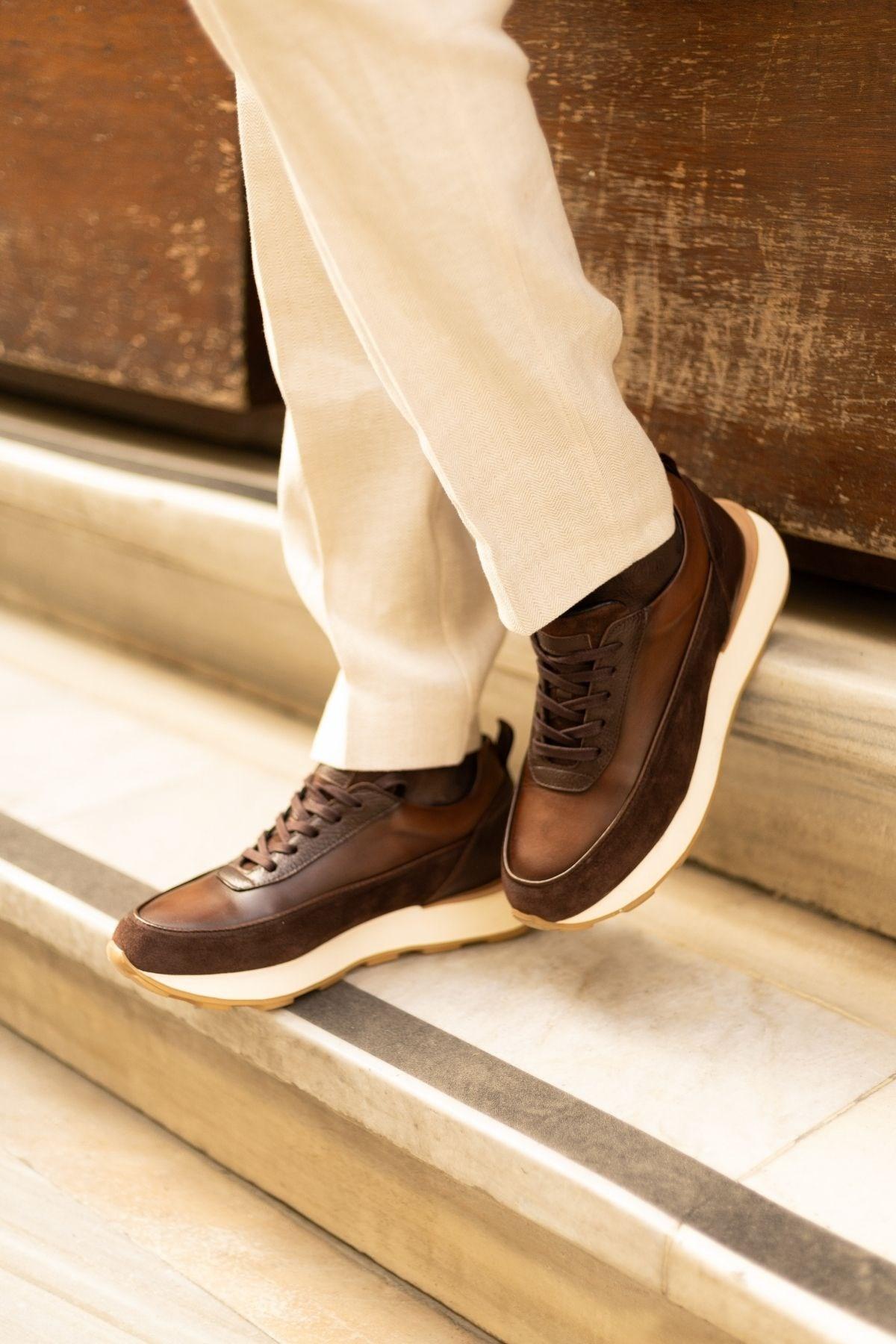 Erkek Süet Retro Sneaker — Kahverengi · görsel 6