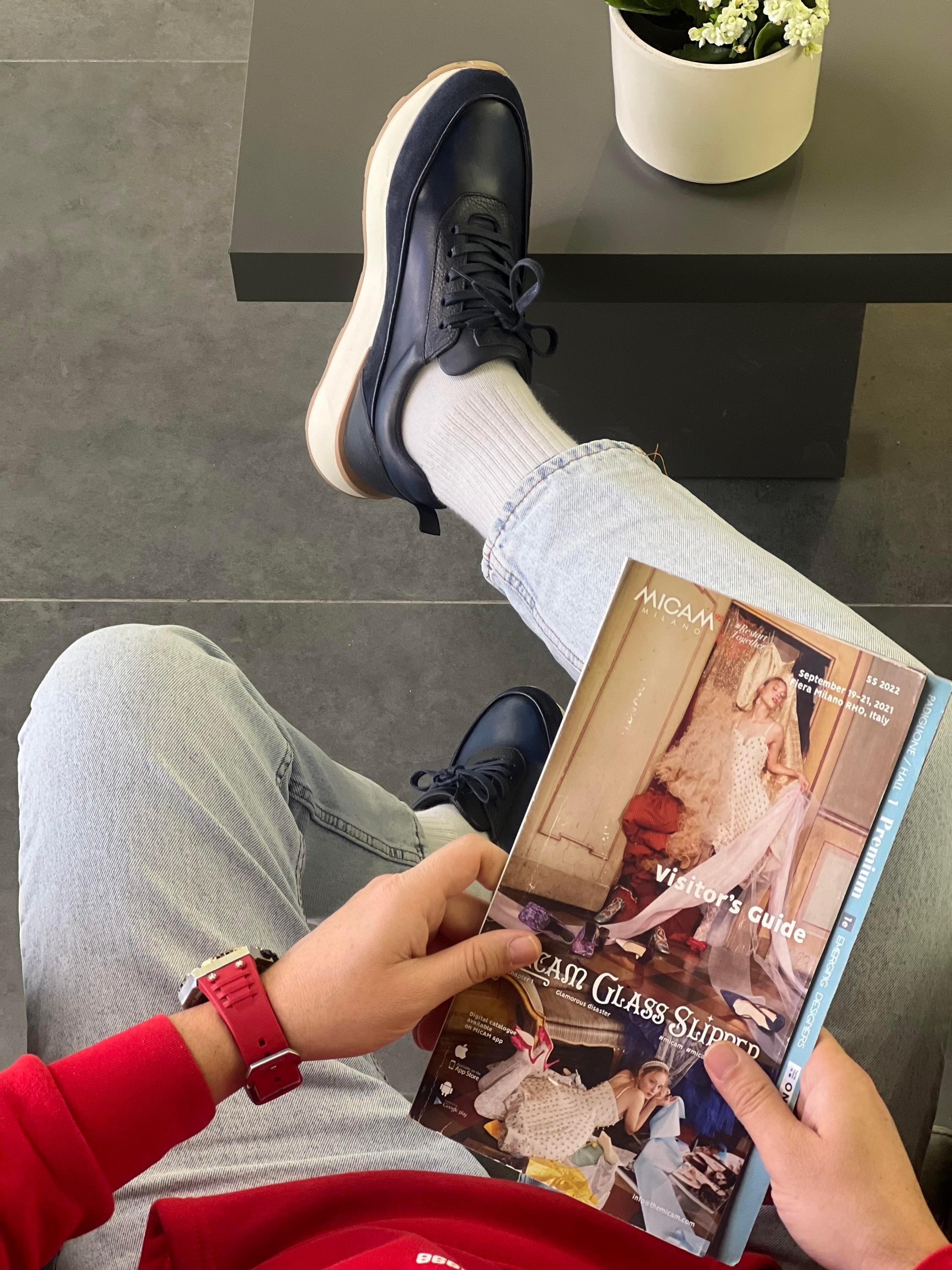 Erkek Süet Retro Sneaker — Lacivert