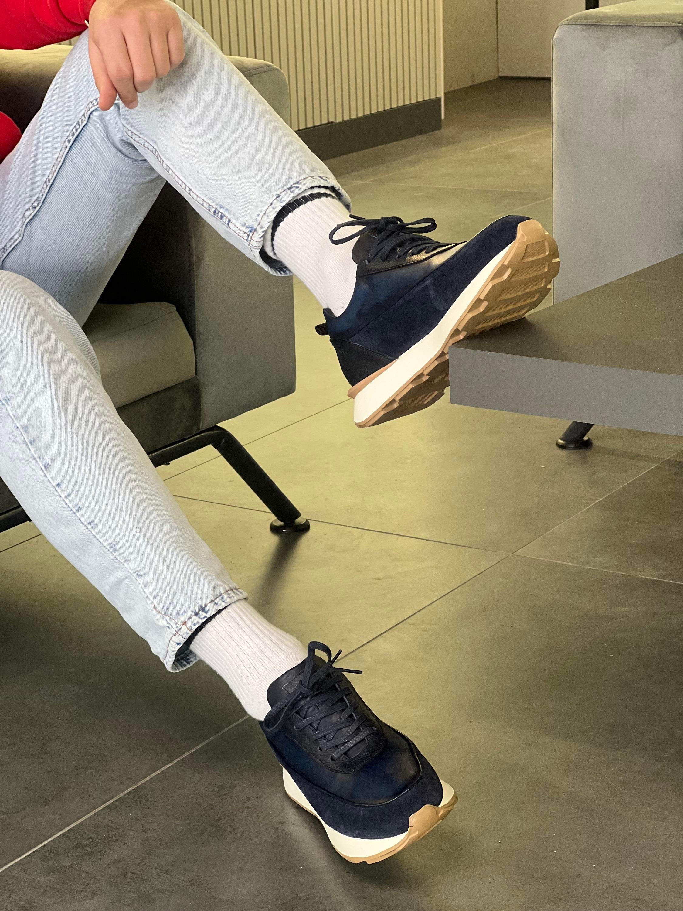 Erkek Süet Retro Sneaker — Lacivert · görsel 2