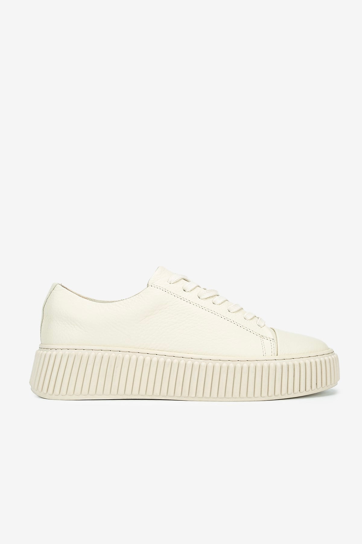 Erkek Floter Deri Kalın Tabanlı Bağcıklı Günlük Sneaker — Bej