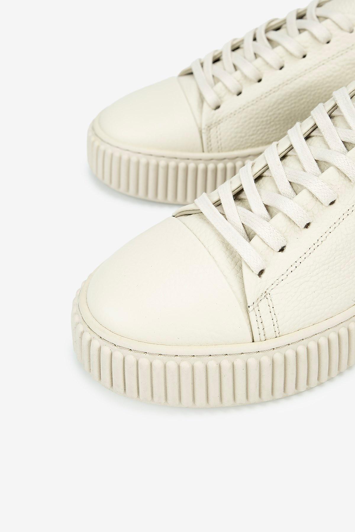 Erkek Floter Deri Kalın Tabanlı Bağcıklı Günlük Sneaker — Bej · görsel 3