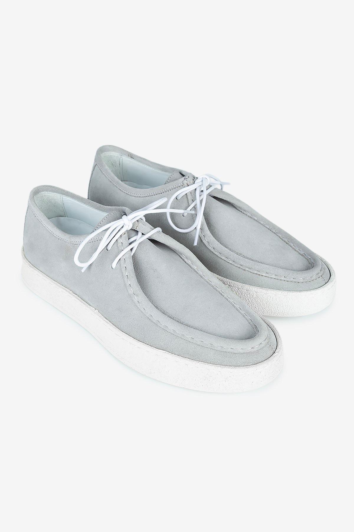 Erkek Süet Bağcıklı Günlük Sneaker — Gri · görsel 2