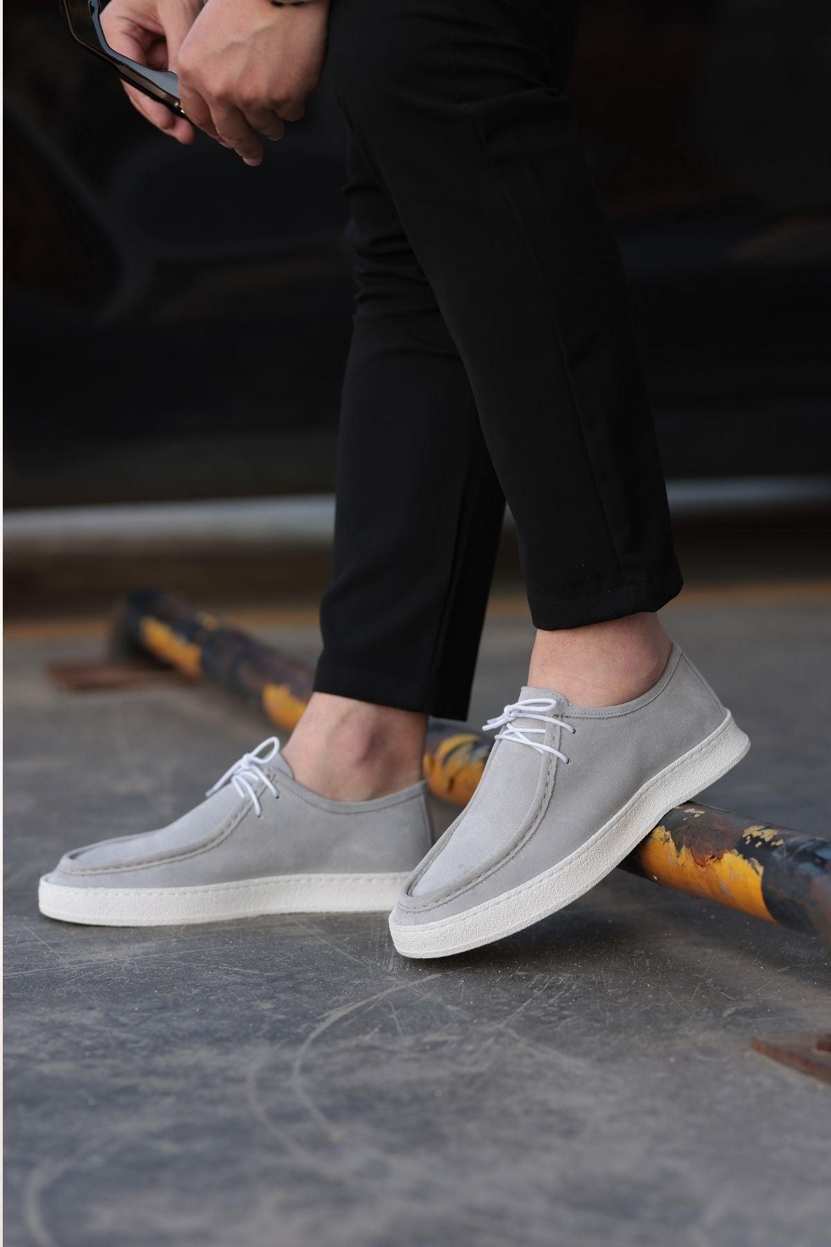 Erkek Süet Bağcıklı Günlük Sneaker — Gri · görsel 5