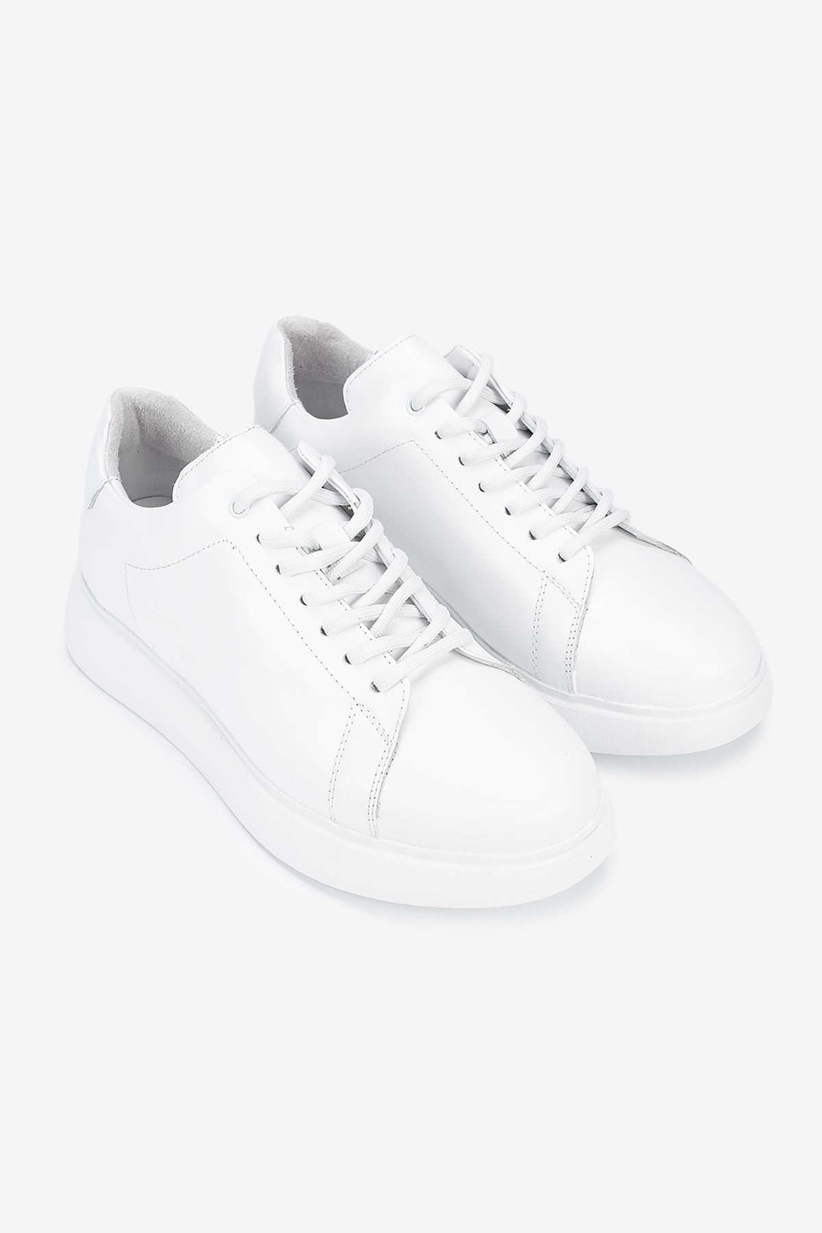 Erkek Deri Bağcıklı Günlük Sneaker — Beyaz · görsel 2